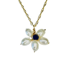 Load image into Gallery viewer, Lapis Pearl Blossom Necklace
