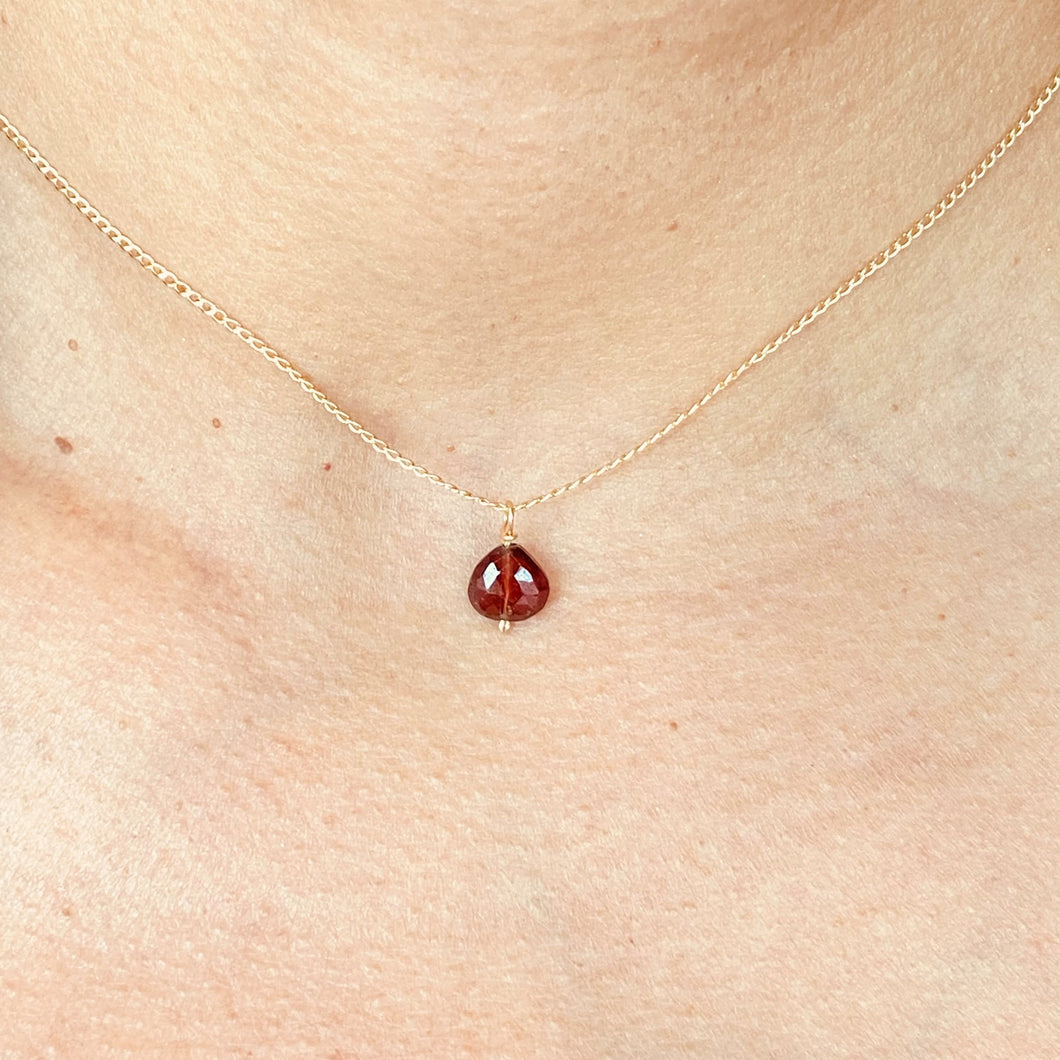 Garnet Briolette Birthstone Necklace