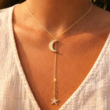 Load image into Gallery viewer, Dreamy Moon ‘n Star Sparkly Lariat Necklace
