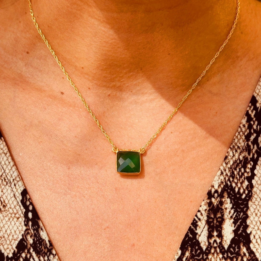 Lush Green square stone Necklace