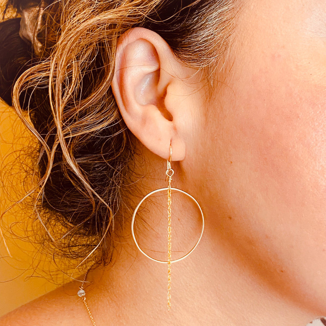 Hoop & Chain Golden Earrings
