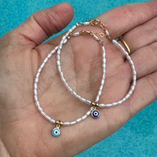 Load image into Gallery viewer, Karma Tiny Eye &amp; Pearl Bracelet
