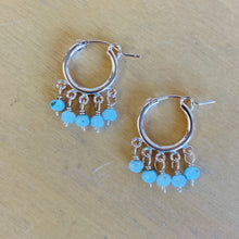 Load image into Gallery viewer, Fringe Hoops with Larimar

