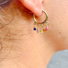 Load image into Gallery viewer, Tiny Rainbow Gemstones Hoops
