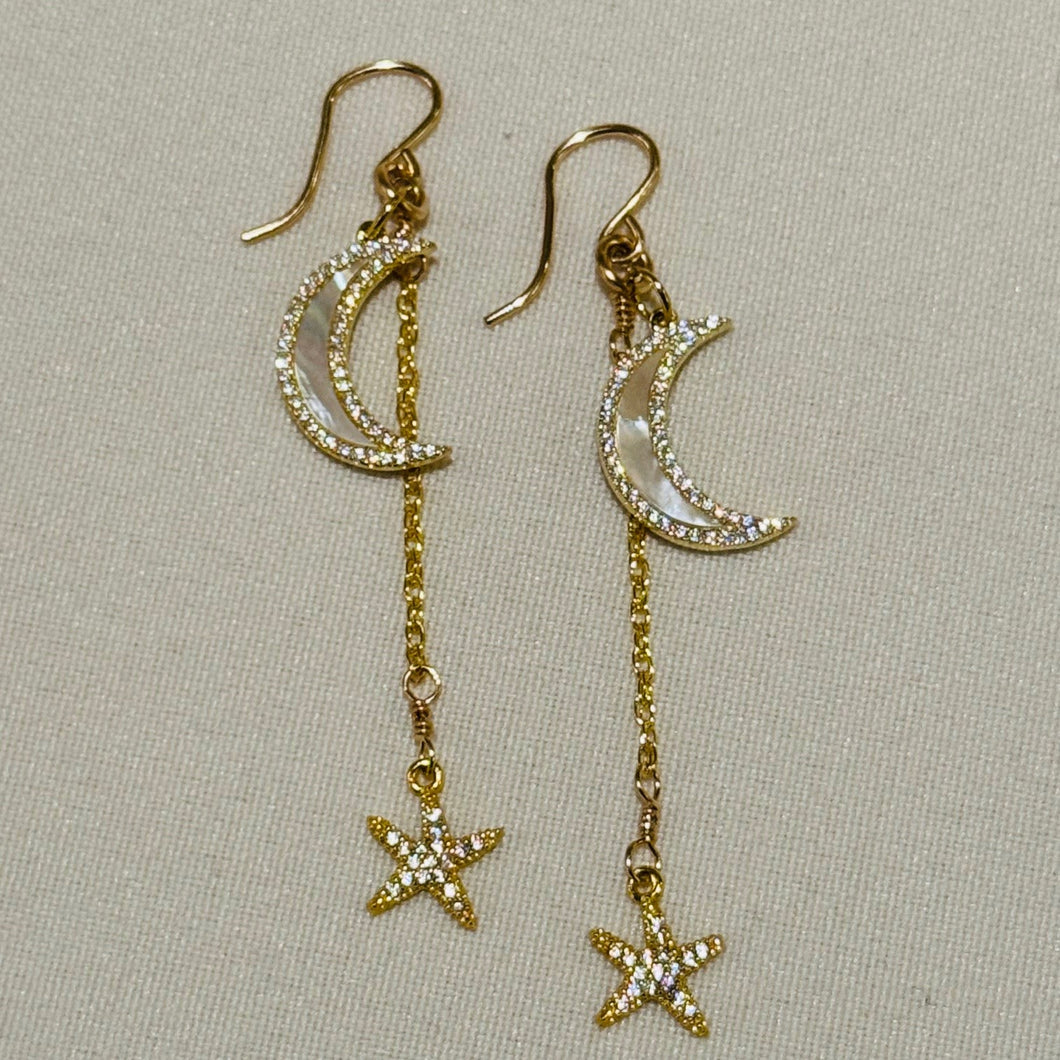 Dreamy Moon ‘n Star Sparkly Earrings