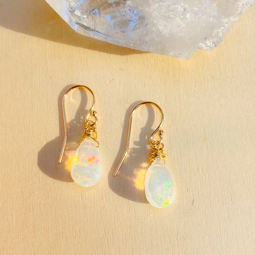 14KT Gold Ethiopian Opal drop Earrings