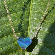 Load image into Gallery viewer, Australian Opal Tiny Blue Heart Necklace
