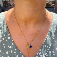 Load image into Gallery viewer, Evil Eye, Crystal &amp; Mien Stick Necklace
