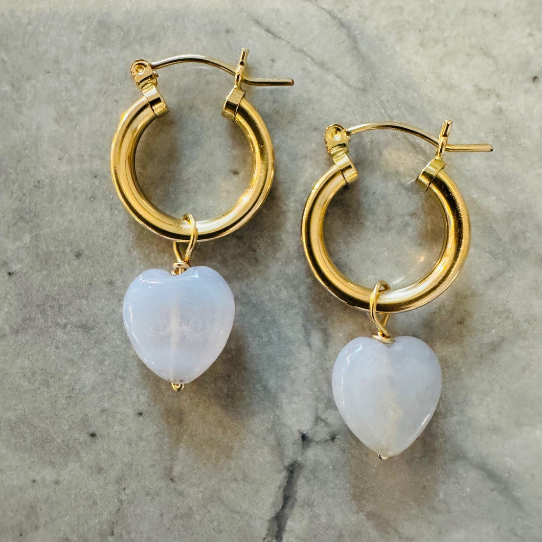 Puffy Love Heart Hoop Earrings