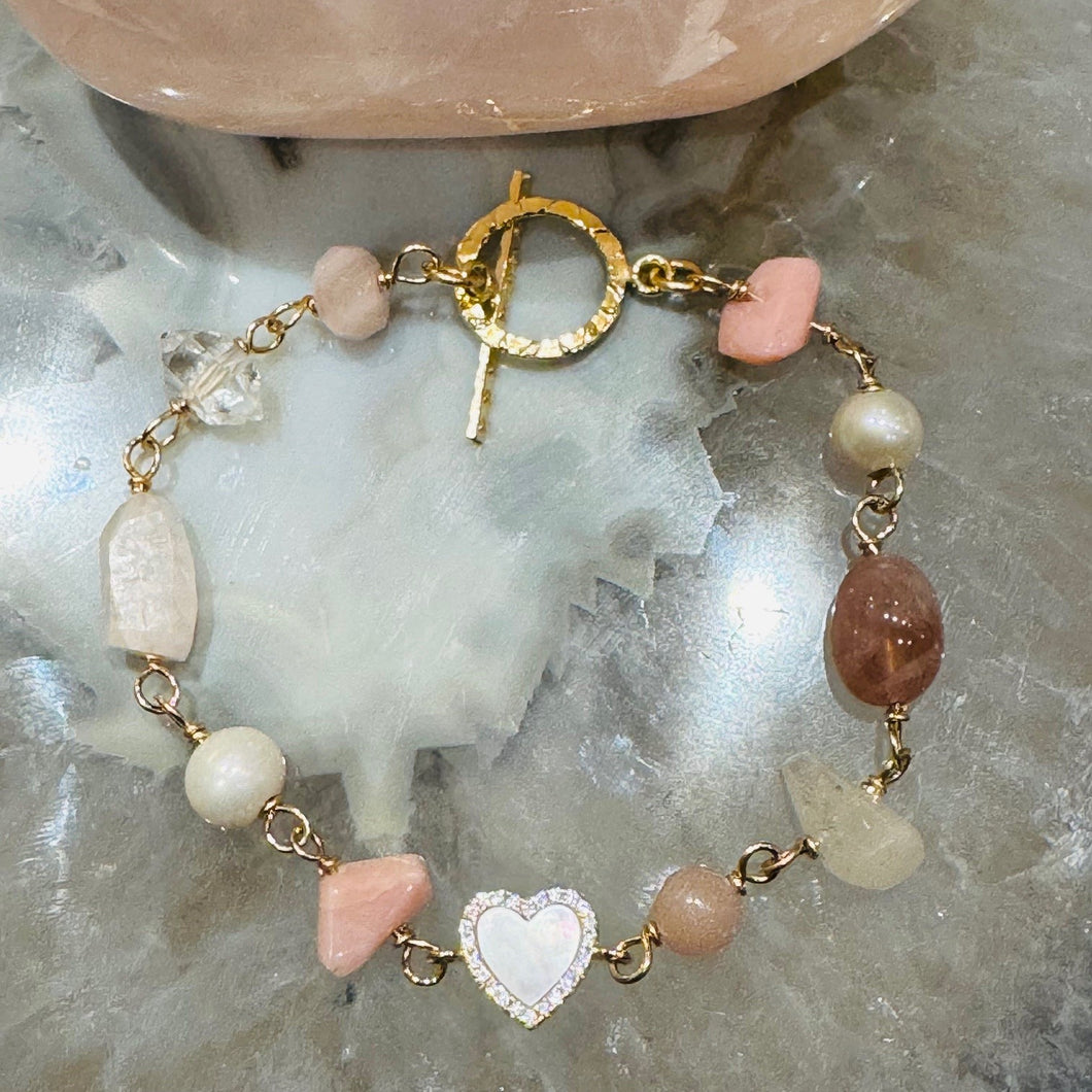 Shades of Pink HEART Toggle Bracelet