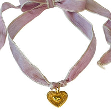 Load image into Gallery viewer, The Sweet Love Gold Heart Silk Choker Necklace
