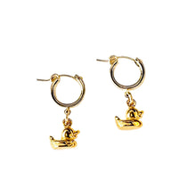 Load image into Gallery viewer, Rubber Gold Ducky Hoop Earrings
