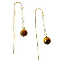 Load image into Gallery viewer, Golden Tiger Eye Threader Earrings

