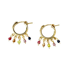 Load image into Gallery viewer, Tiny Rainbow Gemstones Hoops
