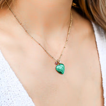 Load image into Gallery viewer, 14KT Malachite Heart Necklace
