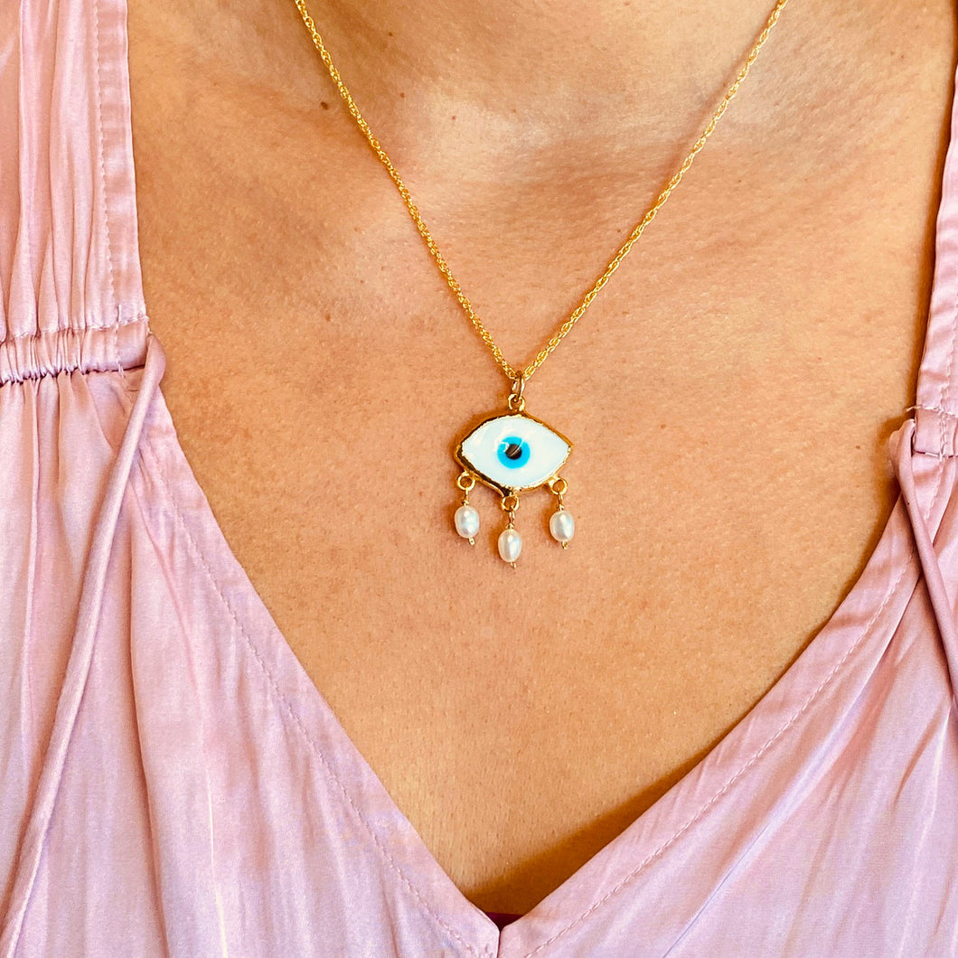 IOS Evil Eye with Pearls Necklace