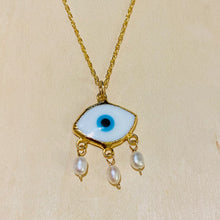 Load image into Gallery viewer, IOS Evil Eye with Pearls Necklace
