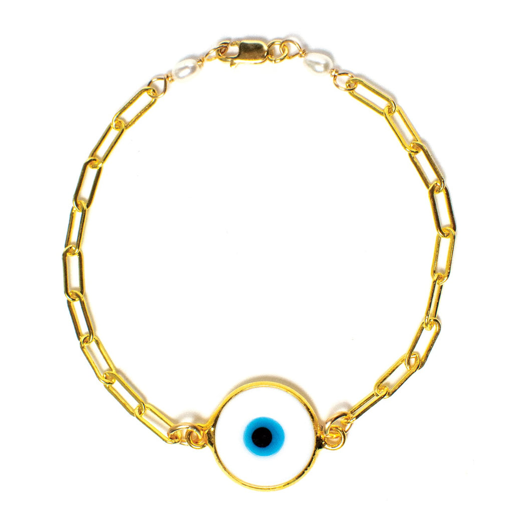 White Protective Evil Eye Bracelet