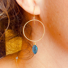 Load image into Gallery viewer, 14kt Gold Hoops &amp; Blue Kyanite Drops
