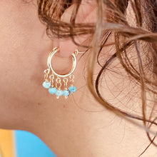 Load image into Gallery viewer, Fringe Hoops with Larimar
