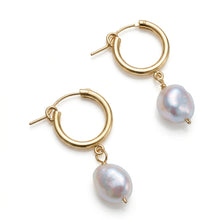 Load image into Gallery viewer, Lanai Pearl and Small Hoop Earrings
