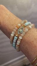 Load and play video in Gallery viewer, Amazonite &amp; Rainbow Eye Blue elastic Moonstone TRIO

