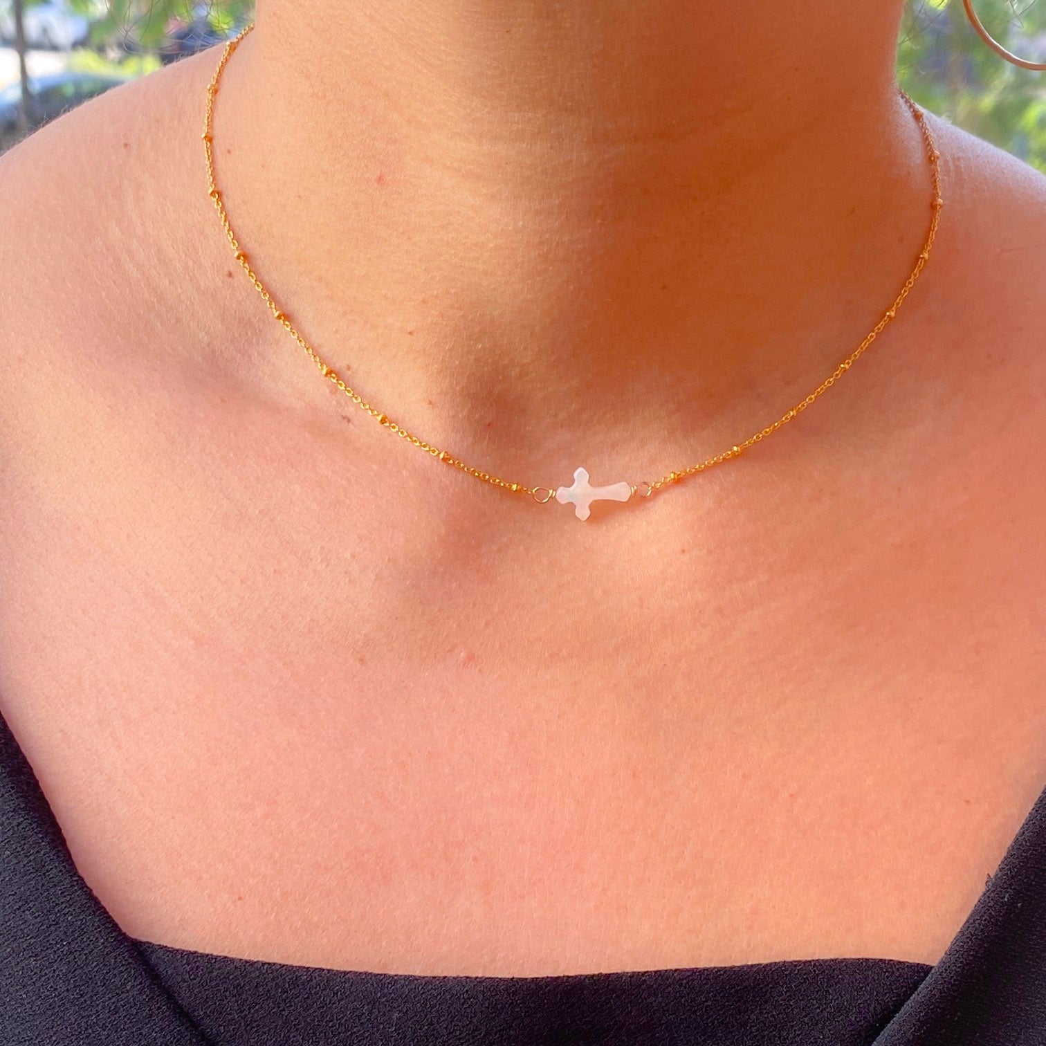 Gift from Above - Mother of Pearl Cross Necklace – Lexi
