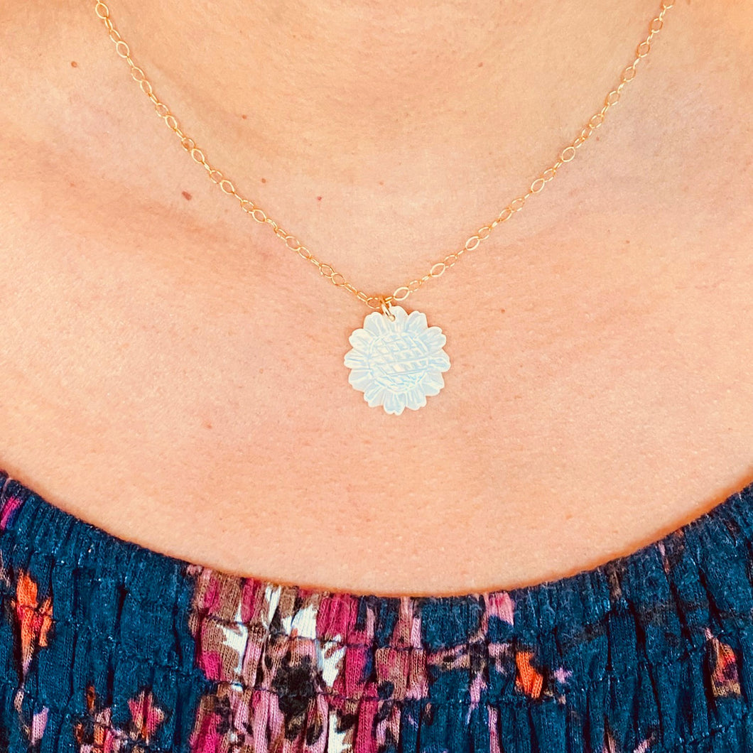 Sunflower Mother of Pearl Necklace