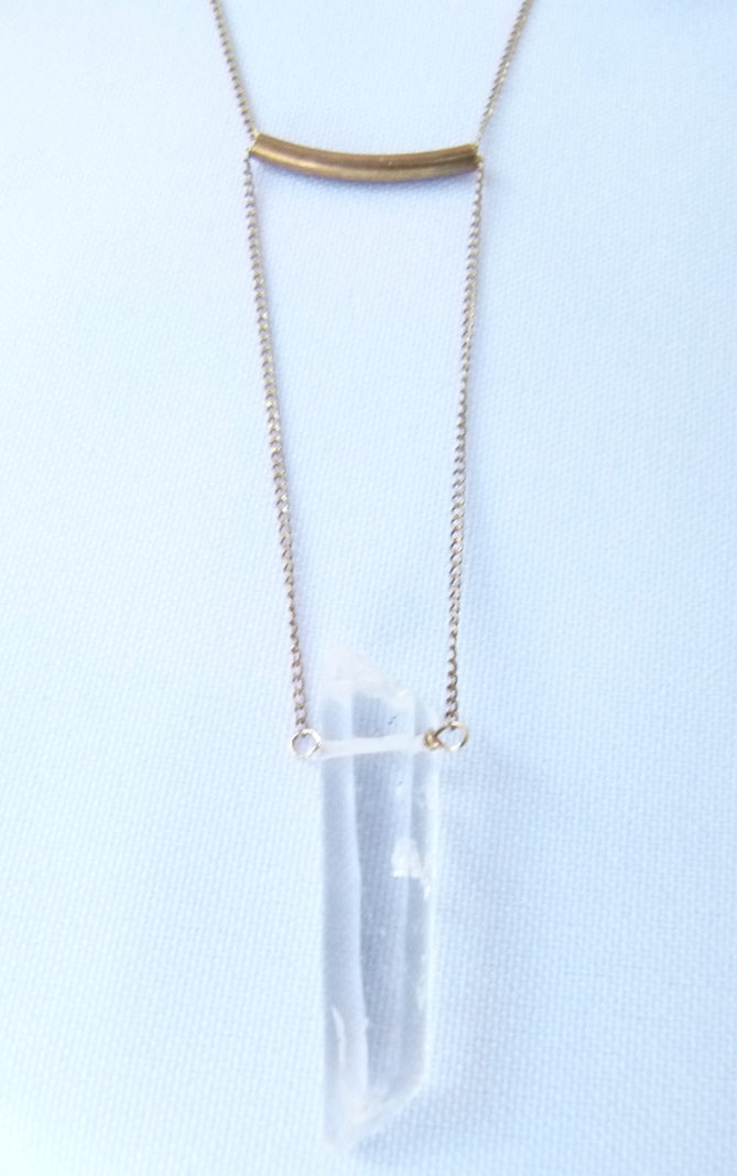 Handcrafted single Crystal Quartz Necklace