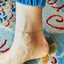 Load image into Gallery viewer, White Evil Eye Anklet
