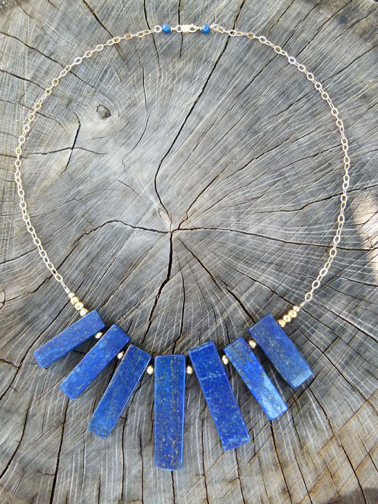 Lapis Slabs and Pyrite Choker Necklace