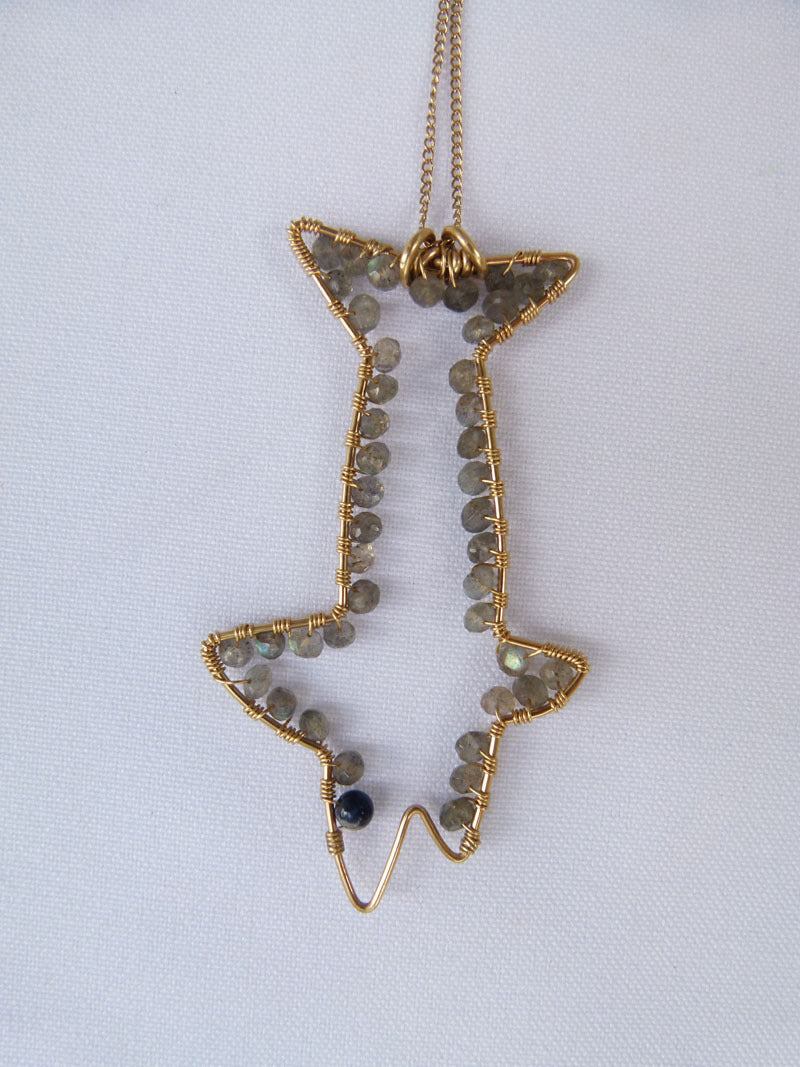 Handcrafted Labradorite Shark Necklace