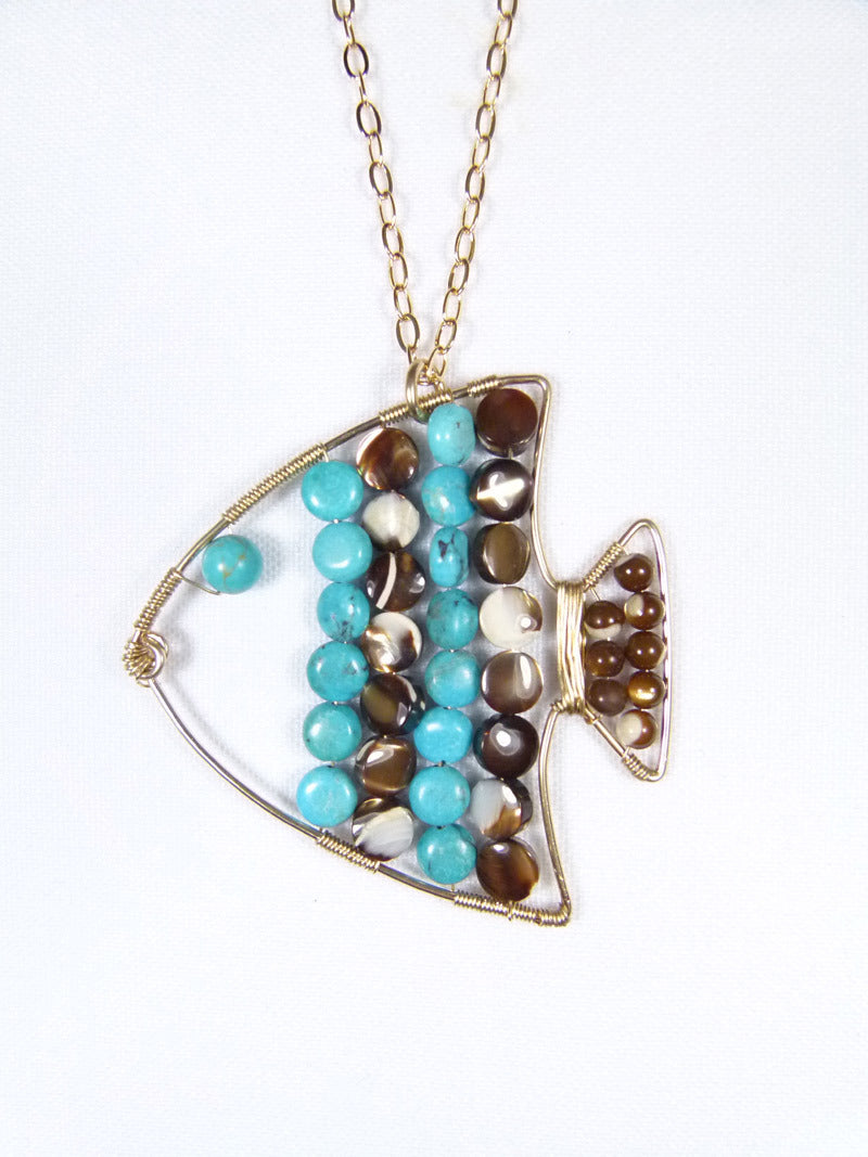 Handcrafted Mosaic Angel Fish Necklace
