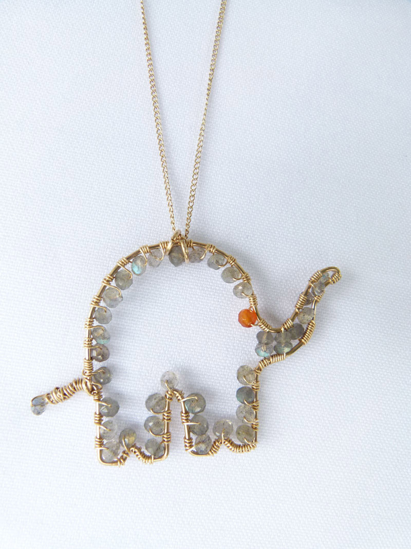 Handmade Labradorite Elephant Necklace
