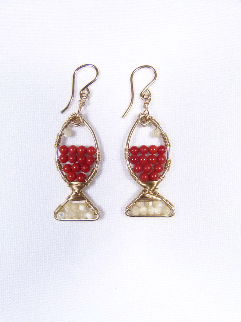 Handcrafted Mosaic Coral Fish Earrings