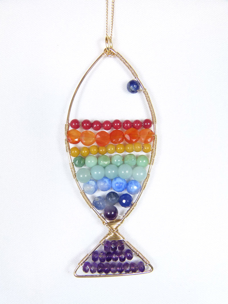 Handcrafted Rainbow Fish Necklace (large)
