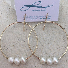 Load image into Gallery viewer, &quot;Triple&quot; Pearl Hoop Earrings
