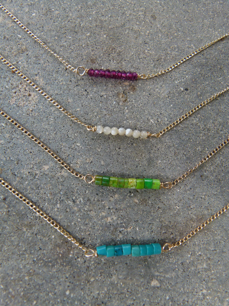 Handcrafted Thin Bar Gemstone Necklaces