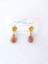 Load image into Gallery viewer, Drops with vermeil Rose stud and semi-precious stone
