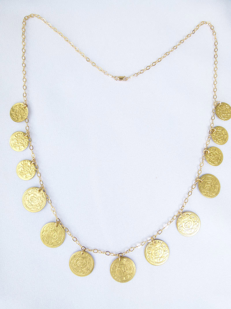 Handcrafted Brass Greek Coin Necklace