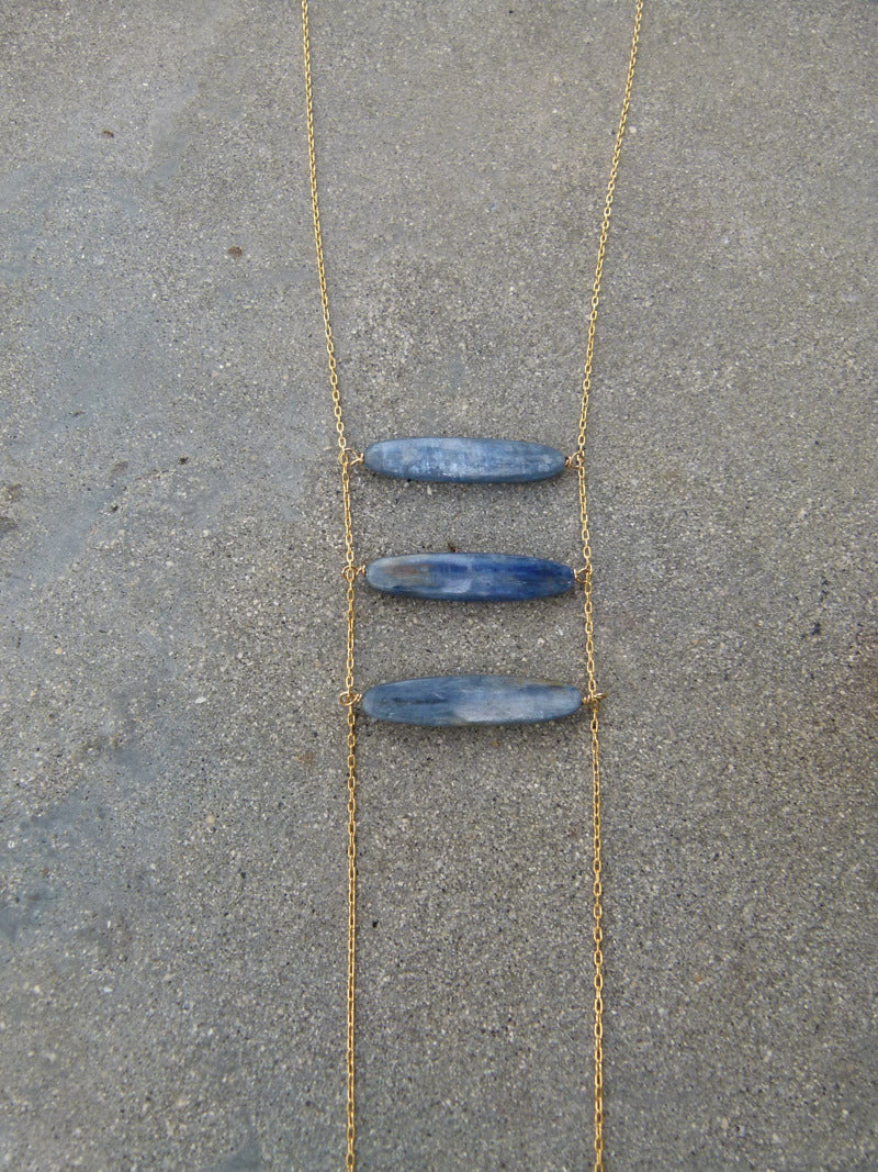 14kt Gold platted Necklace with Kyanite bars