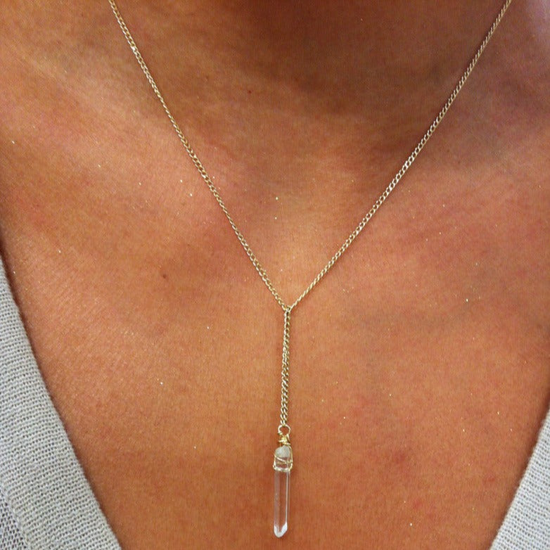 Crystal Quartz Y Necklace