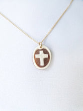 Load image into Gallery viewer, Hand carved Shell Cameo Necklace (Cross)
