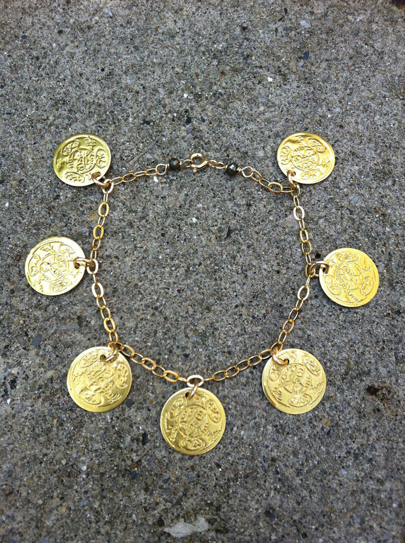Brass Greek Coin Bracelet
