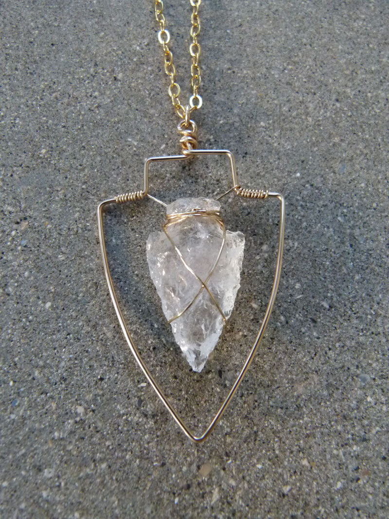 Quartz Crystal Arrowhead Necklace