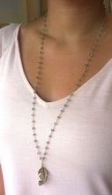 Load image into Gallery viewer, Brass Feather and Labradorite Rosary chain
