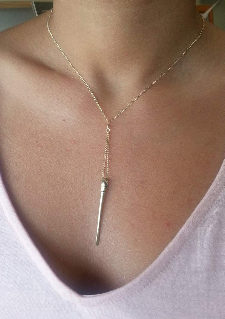 Single Brass needle short Necklace