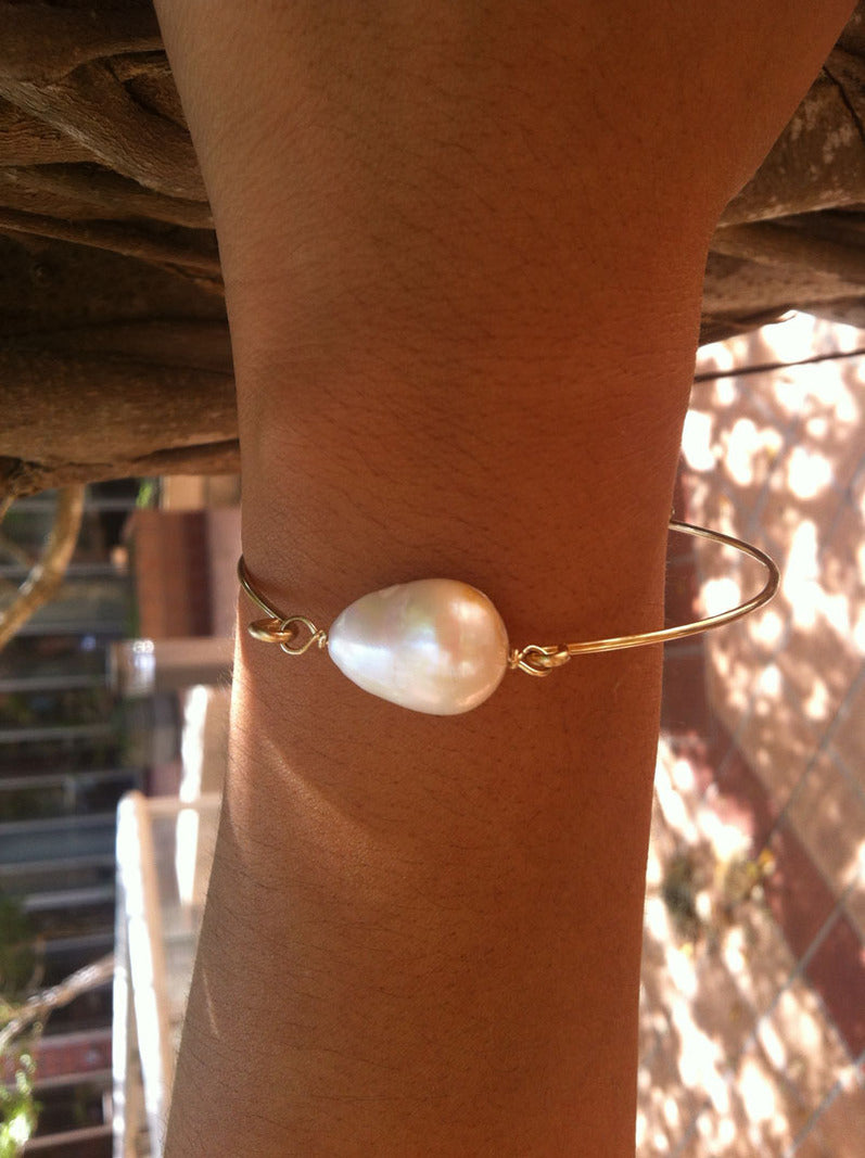 Handcrafted Baroque Pearl 14kt Gold filled Bangle