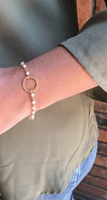 Load image into Gallery viewer, Brass Circle w/Pink Opal Rosary chain Bracelet

