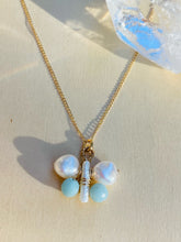 Load image into Gallery viewer, Handcrafted Butterfly Necklace - Pearls and Blue Amazonite
